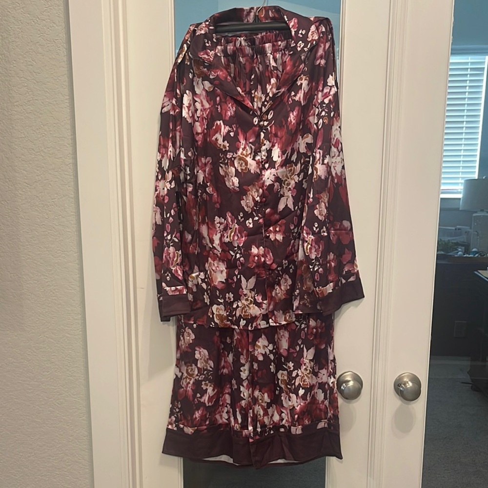 Floral Satin Pajama Set